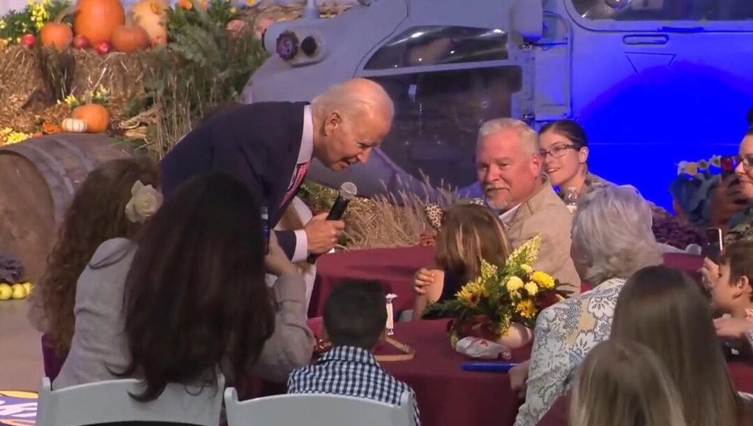 “I Love Your Ears…How Old Are You, 17?” – SICK! Biden Creeps on 6-Year-Old Girl at Friendsgiving Dinner at Naval Station (VIDEO)