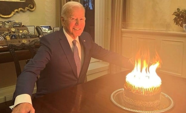 OH MY: Joe Biden Poses with Burning Birthday Cake and the Replies on Social Media Are Absolutely BRUTAL