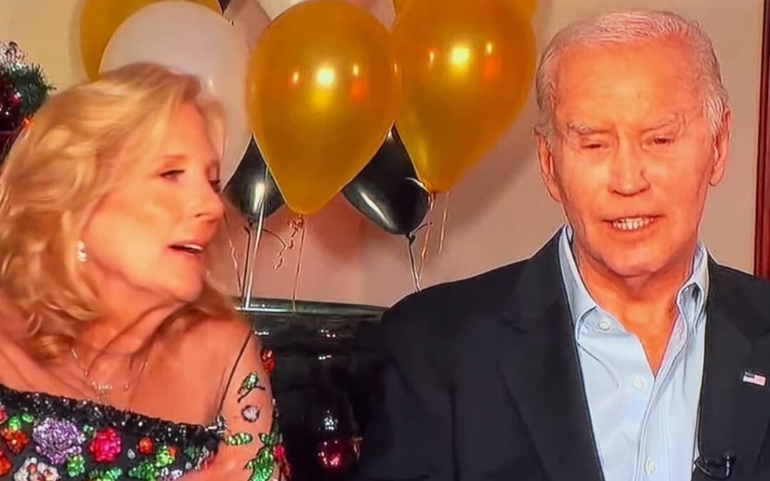 Tawdry Jill Biden Decided to Wear a Bejeweled Flower Garden for New Year’s Eve – As Joe Biden Looks Lost and Talks Nonsense (VIDEO)