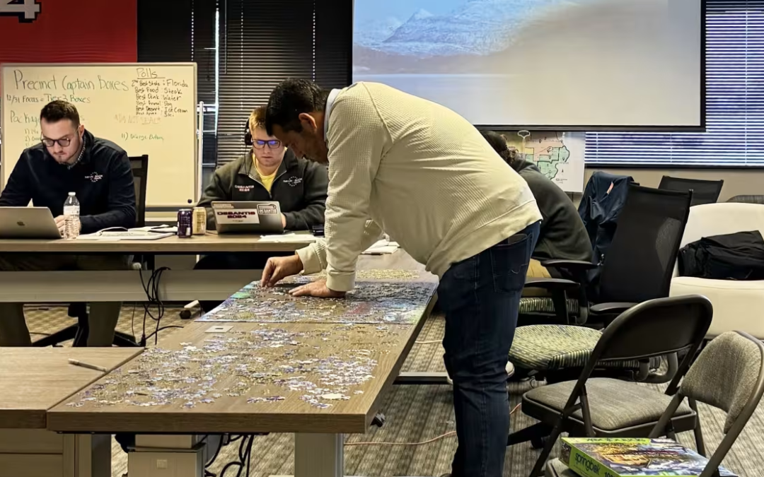 Week Before Iowa Caucuses, Newly Appointed CEO of ‘Never Back Down,’ DeSantis Aligned Super PAC, Spends Time in Office Working on a Jigsaw Puzzle