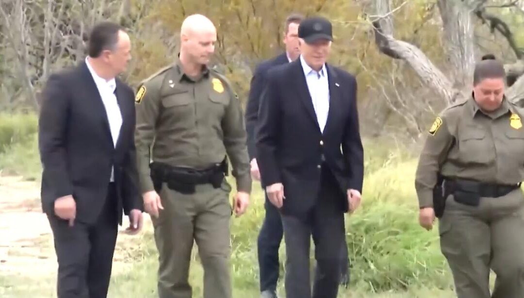 WOW! Biden’s Stiff Gait as He Shuffles Along Desolate Stretch of Texas Border Shocks the Public (VIDEO)