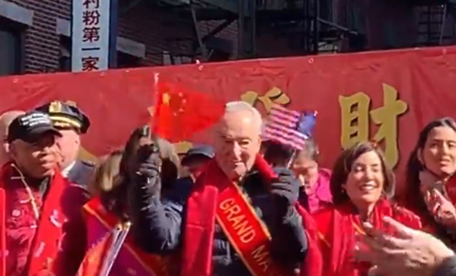 WATCH: Senate Majority Leader Chuck Schumer Waves People’s Republic of China Flag at Manhattan Parade