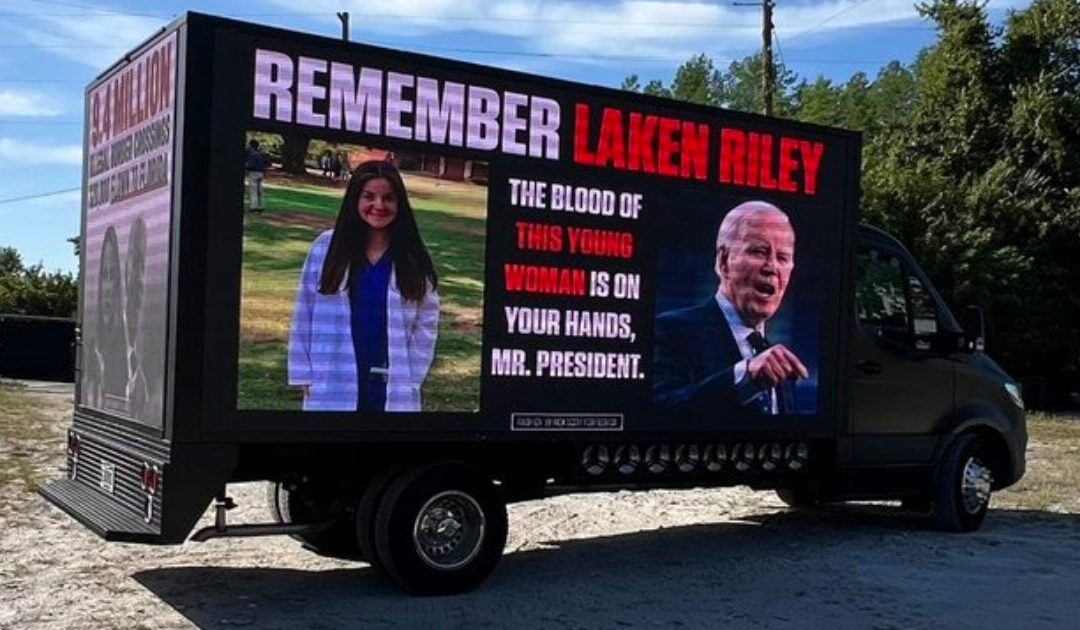 Giant Laken Riley Billboard Truck Circles Biden’s Speaking Venue in Tampa