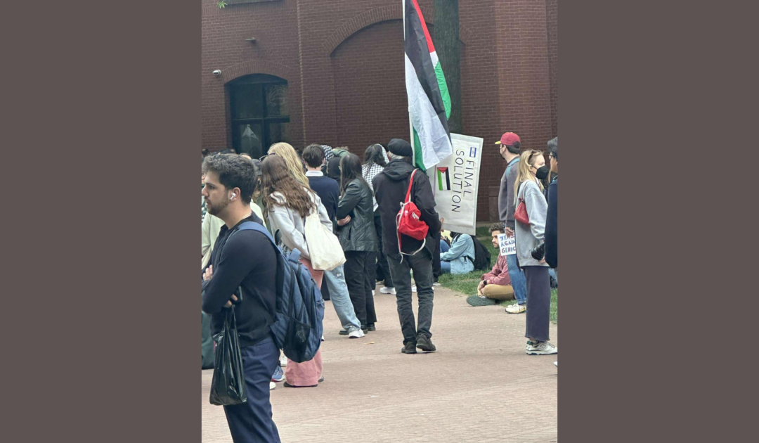 George Washington University Anti-Israel Protestor Carries Sign Calling for “Final Solution” Against Jews