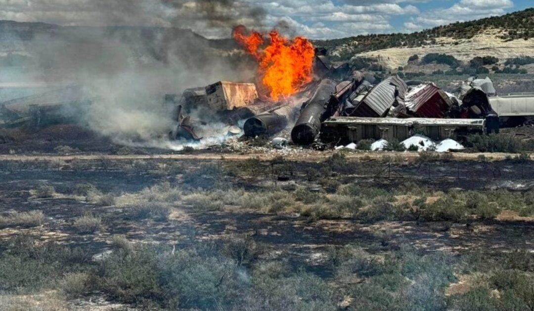 Freight Train Derails at New Mexico-Arizona State Line Resulting in Massive Fire (VIDEO)