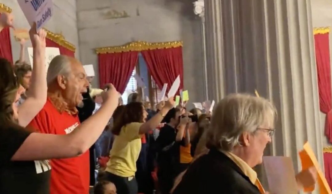 Chaos Erupts After Tennessee House Passes Bill That Will Allow Teachers To Carry Guns in Classrooms, Protesters Chant “Blood on Your Hands”