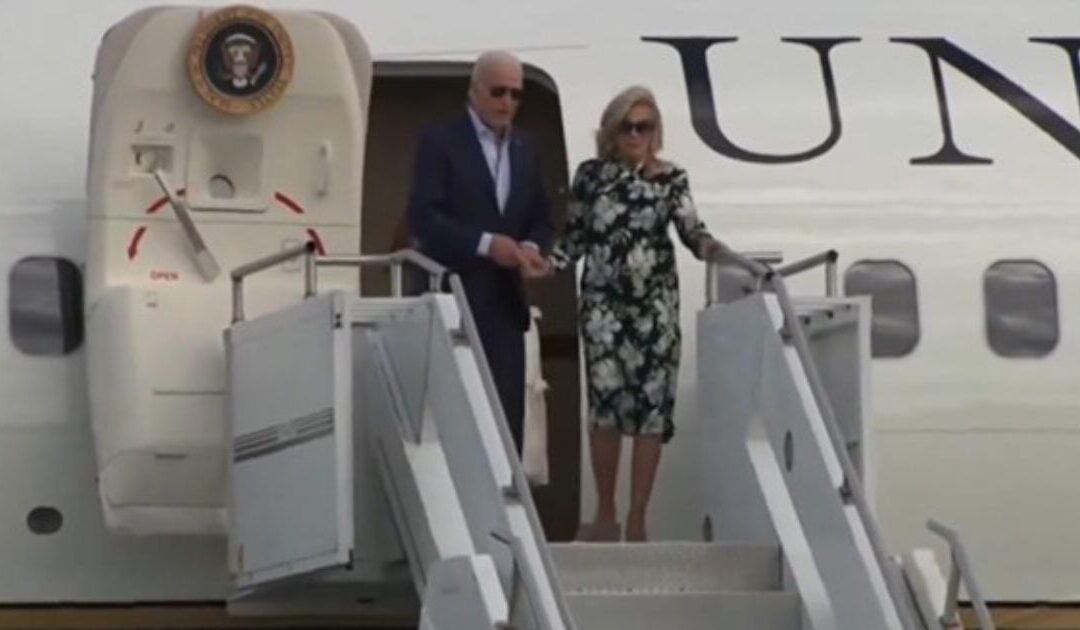 He’s Gone: Dr. Jill Escorts Feeble Joe Down the Air Force One Stairs So He Doesn’t Suffer Another Embarrassing Fall (VIDEO)