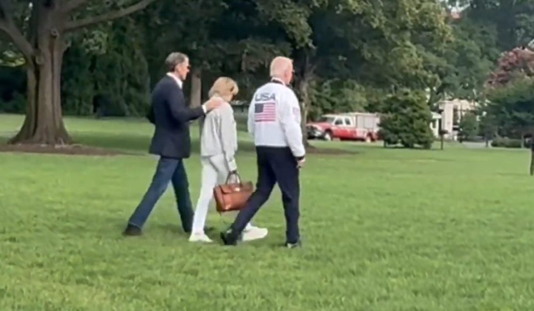 WATCH: Feeble Biden Escorted by Son Hunter and Sister Valerie en Route to Camp David