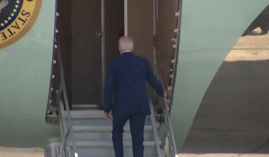 WATCH: Joe Biden Barely Makes It Up the Shorter Staircase to Air Force One