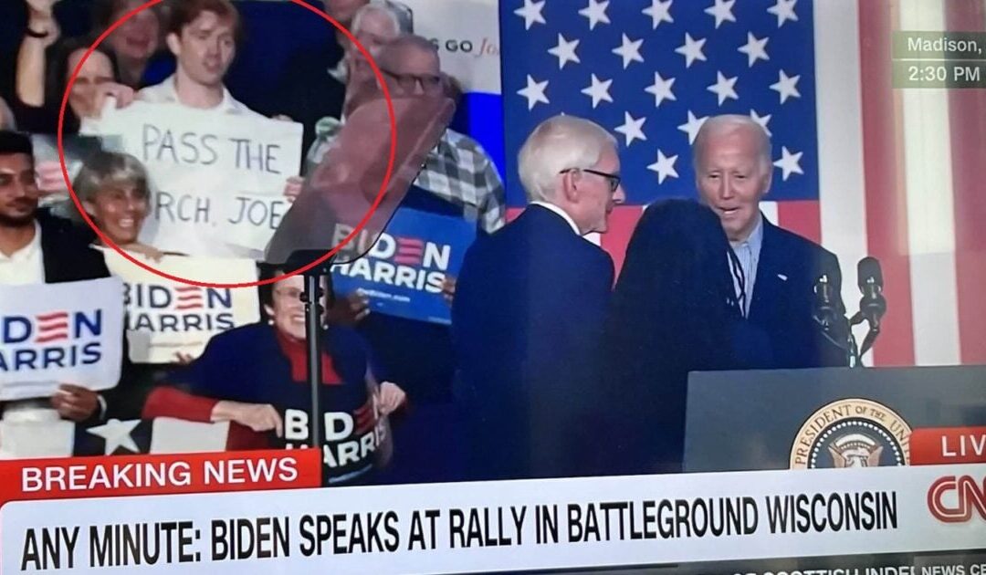 Camera Catches Sign Begging Joe Biden to Step Aside RIGHT BEHIND HIM at ‘I’m Running’ Speech