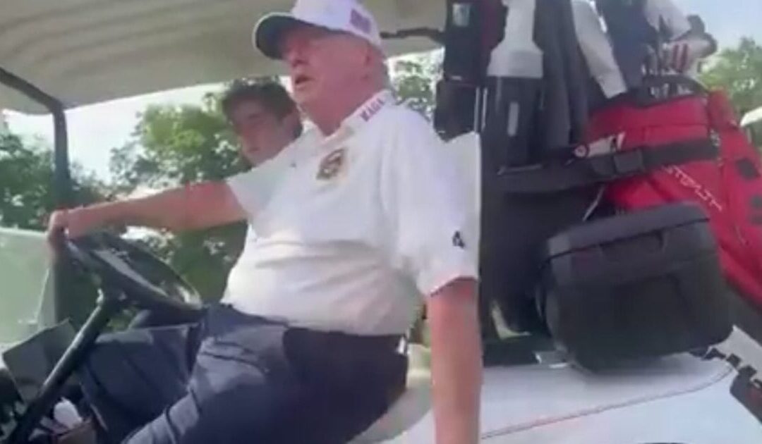 LEAKED VIDEO: Trump in a Golf Cart Trash Talks Biden and Harris After the Debate