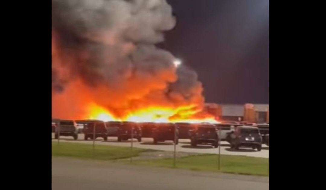 Dozens of Rivian EVs Go Up in Massive Ball of Fire at Illinois Manufacturing Plant (VIDEO)