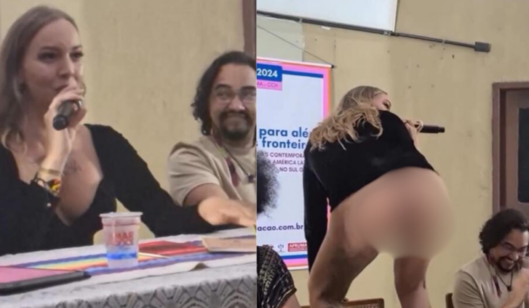 DISGUSTING! Transgender Exposes Butt Cheeks During University Lecture: “Teaching with the A**” (VIDEO)