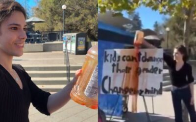 WATCH: Unhinged Transgender Activist Caught on Camera Throwing Tomato Juice on Conservative Students at UC Berkeley