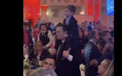 Beaming Elon Musk Enters Mar-a-Lago With Son “Lil X” On Shoulders: “The future is gonna be so lit!” [VIDEO]