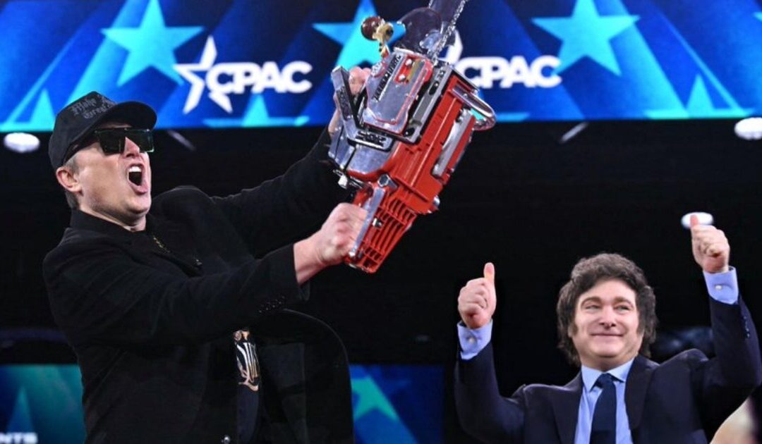 EPIC: ‘Argentine Trump’ Javier Milei Presents Elon Musk With DOGE Chainsaw at CPAC