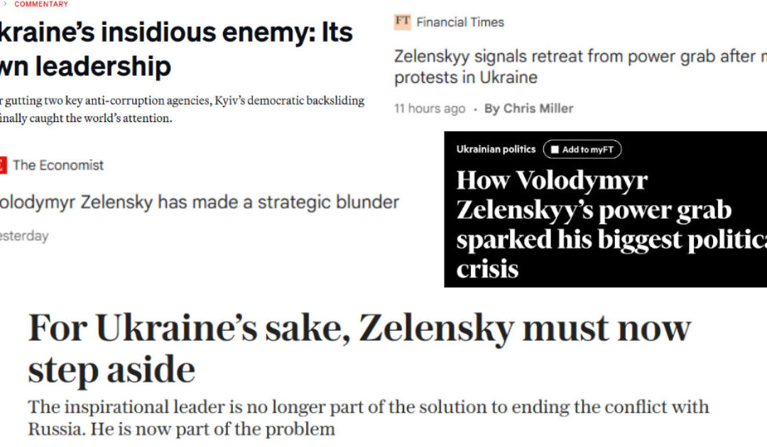MSM Flips on Zelensky, Starts Reporting on Ukraine Corruption – Kiev Regime Leader Backtracks and Files New Bill Restoring Independence to Anti-graft Agencies