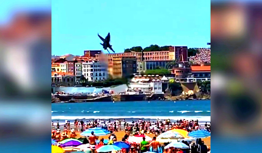 WATCH: Close Call as Fighter Jet Almost Crashes Into a Beach Full of People During Air Show in Spain