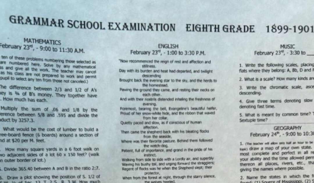 How Many of Today’s Public School Teachers Could Pass This 8th Grade Exam from 1899?