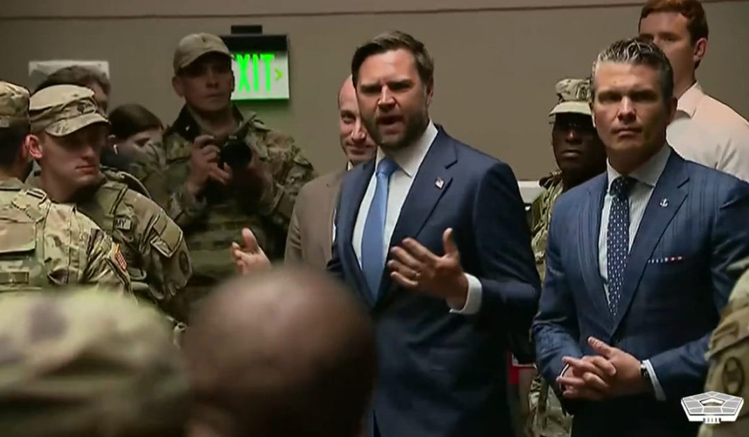 (VIDEO) JD Vance, Pete Hegseth, Stephen Miller Visit National Guard at DC’s Union station – Speak to Reporters About Success of DC Crime Crackdown and Shred Protesters Chanting “Free DC”