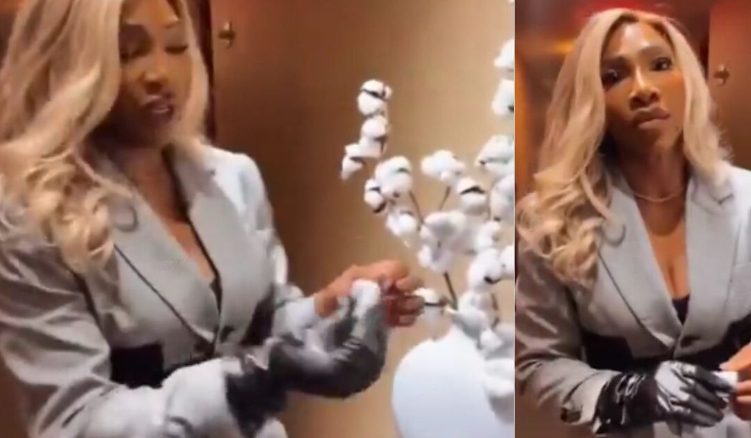 Video: Serena Williams Gripes Decorative Cotton Plant Makes Her Uncomfortable – She’s Worth $350 Million