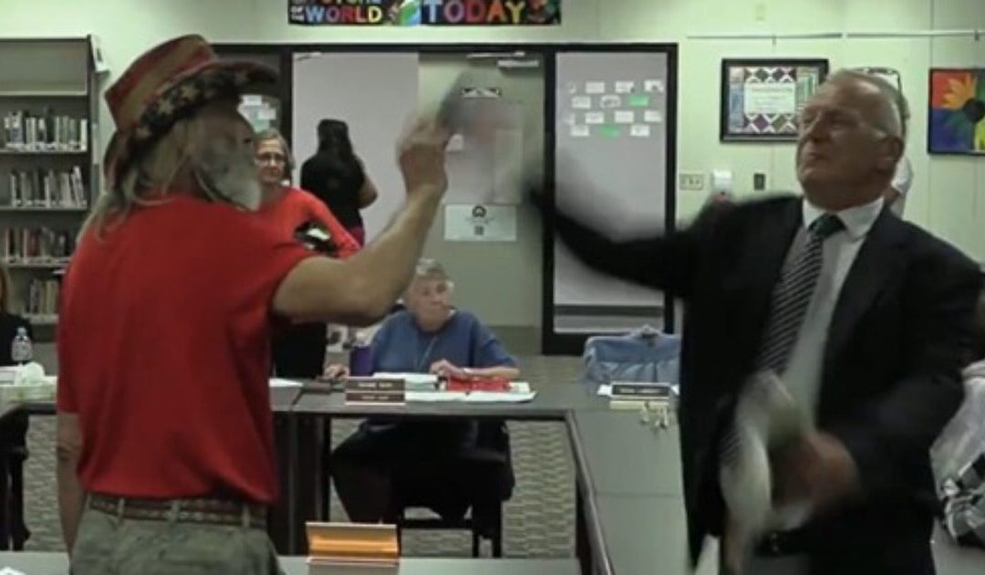 All-Out Chaos Breaks Out at School Board Meeting as Member Gets Physical with Conservative Activist Outraged Over Lackluster Action Against Teacher Who Trashed Charlie Kirk (VIDEO)