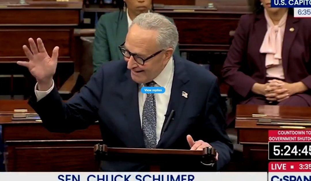 Cryin’ Chuck Schumer Is Laughed Out of the Senate after Alleging NYT Poll Blaming Dems for Shutdown Is “Biased”