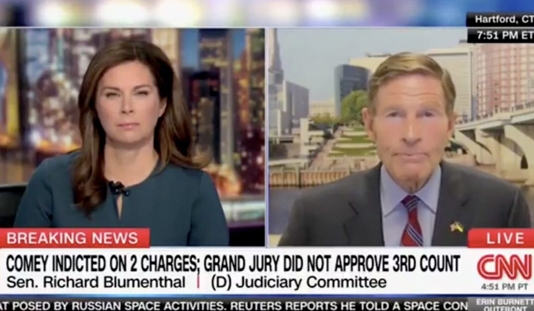 HYPOCRITE ALERT: Sen. Blumenthal Defends James Comey After Trump DOJ Finally Indicts the Corrupt Ex-FBI Boss — Admits Democrats Are Now Writing Legislation to Block Prosecutions of Their Allies