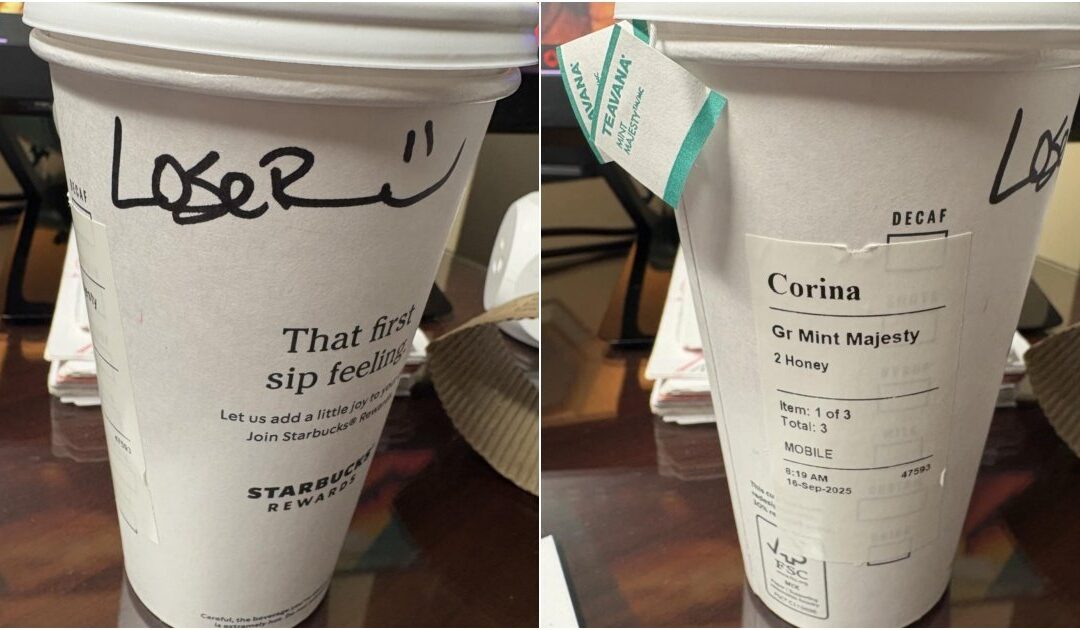 UPDATE: Starbucks Denies Responsibility After Viral “LOSER” Cup Scandal — Claims Note Was Written After Drinks Were Handed Off