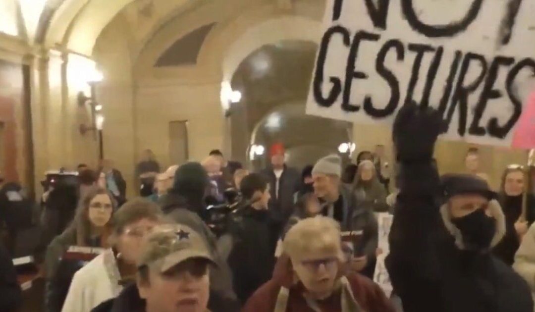 WATCH: Anti-ICE Protesters Storm Tim Walz’s Office at the Minnesota Capitol