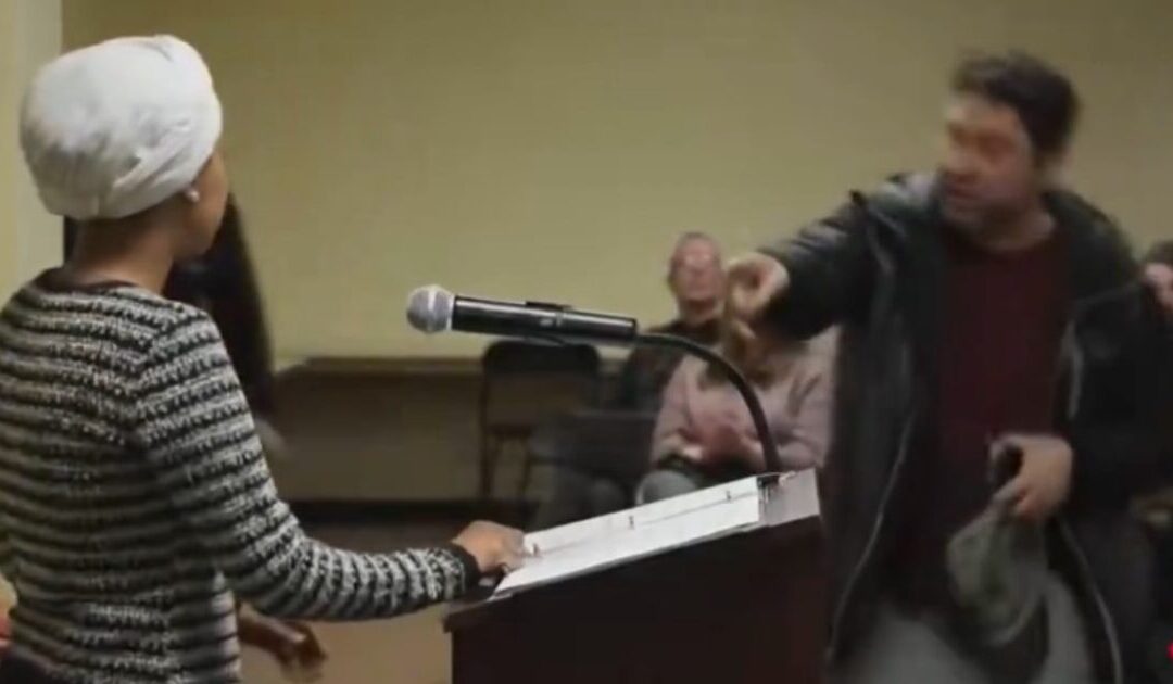 BREAKING: Man Charges at Ilhan Omar, Sprays Her with Unknown Substance During Town Hall (VIDEO)