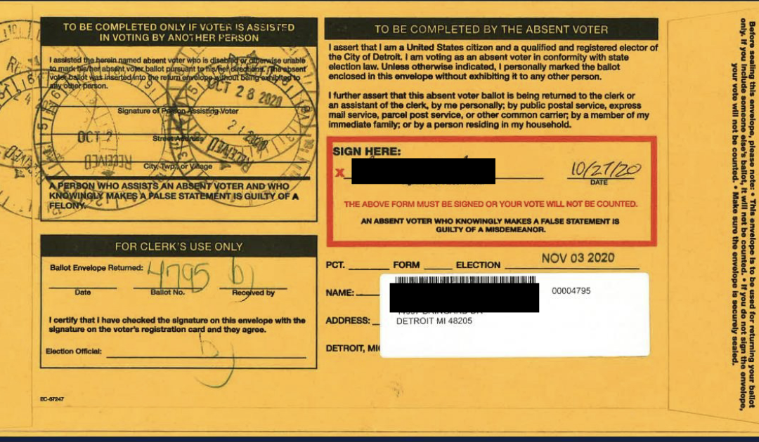 UPDATE: We’ve Completed 40 PERCENT Of Our Investigation Into Detroit’s 2020 Absentee Ballot Envelopes And We’re Beginning To See Why They Covered The Windows