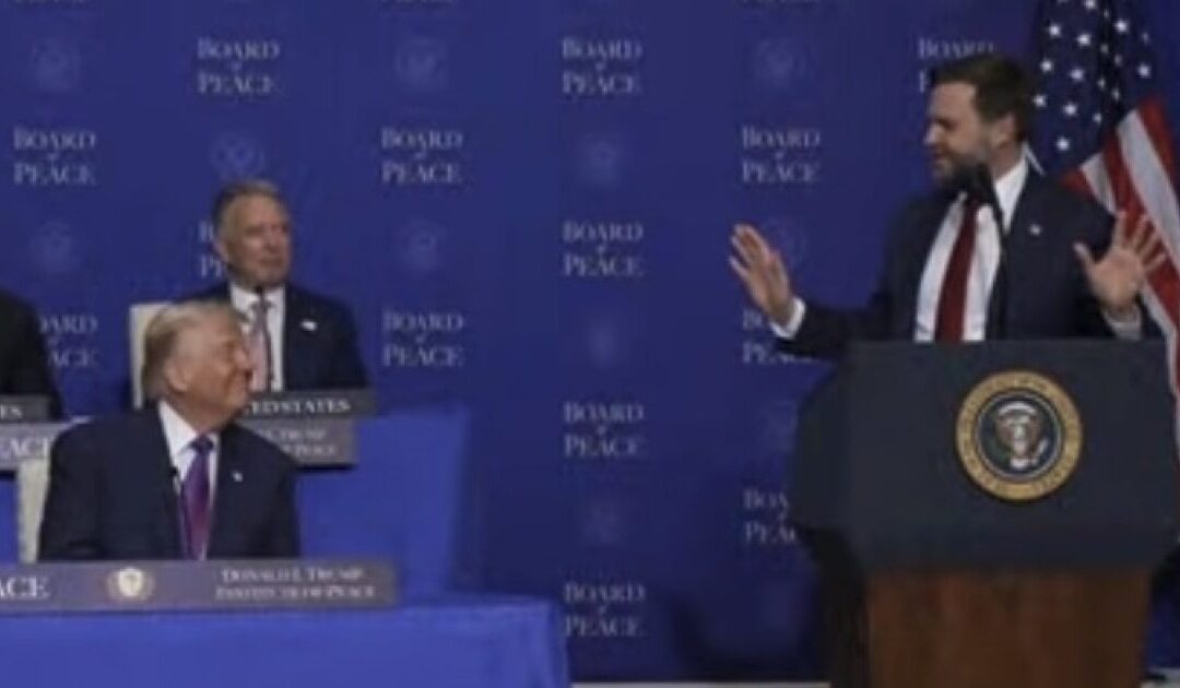 WATCH: JD Vance Kicks off Board of Peace Speech by Nuking AOC After Trump Roasts Her – “I’m Tempted to Just Freeze… Maybe They’ll Say Nice Things About Me, Like They do About Congresswoman Cortez.”