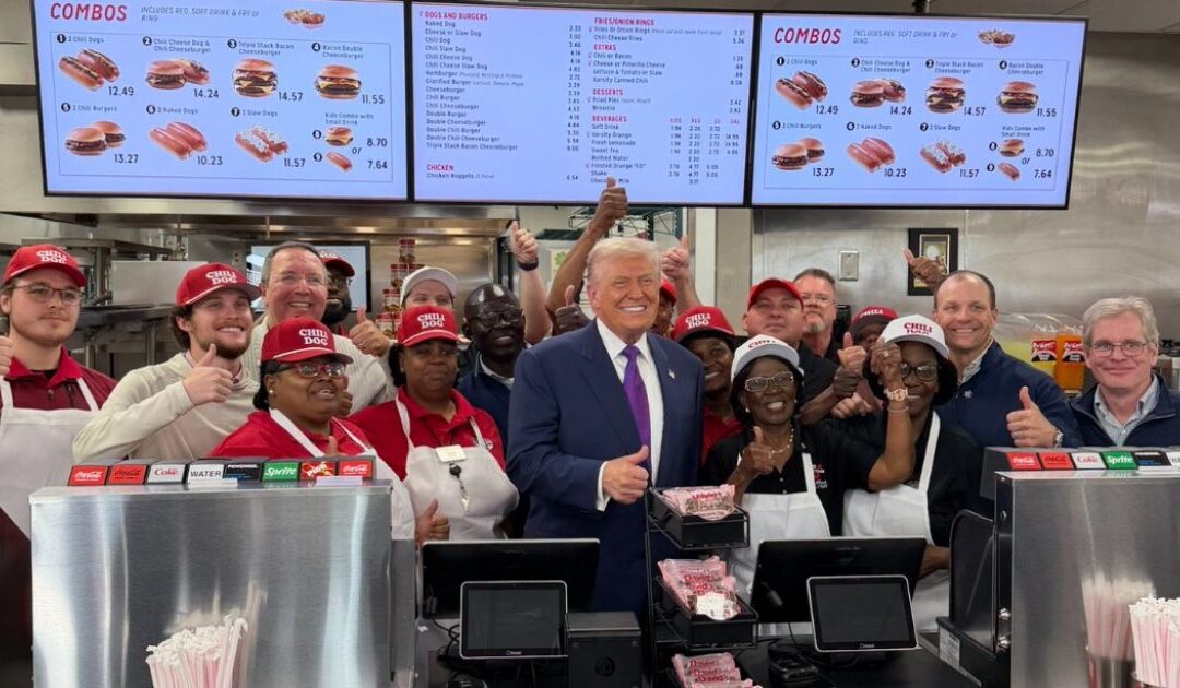 President Trump Charms Restaurant Workers at The Varsity, Signs MAGA Hats Ahead of Speaking Engagement in Georgia (VIDEO)