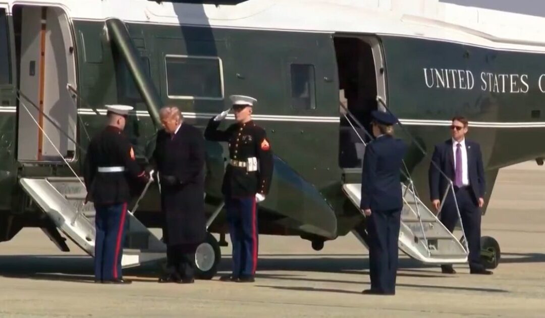 President Trump Gives US Marine Presidential Challenge Coin For His Last Flight (VIDEO)