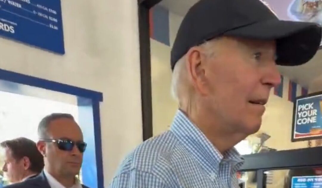 Feeble Biden Spotted at Ice Cream Shop in Los Angeles (VIDEO)