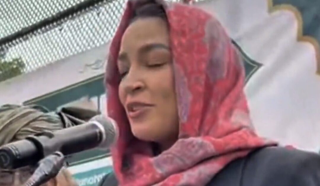 Watch How a Hijab-Wearing AOC Is Treated by a Muslim Male Audience as She Tries Pandering to Them During Eid Celebration in New York City