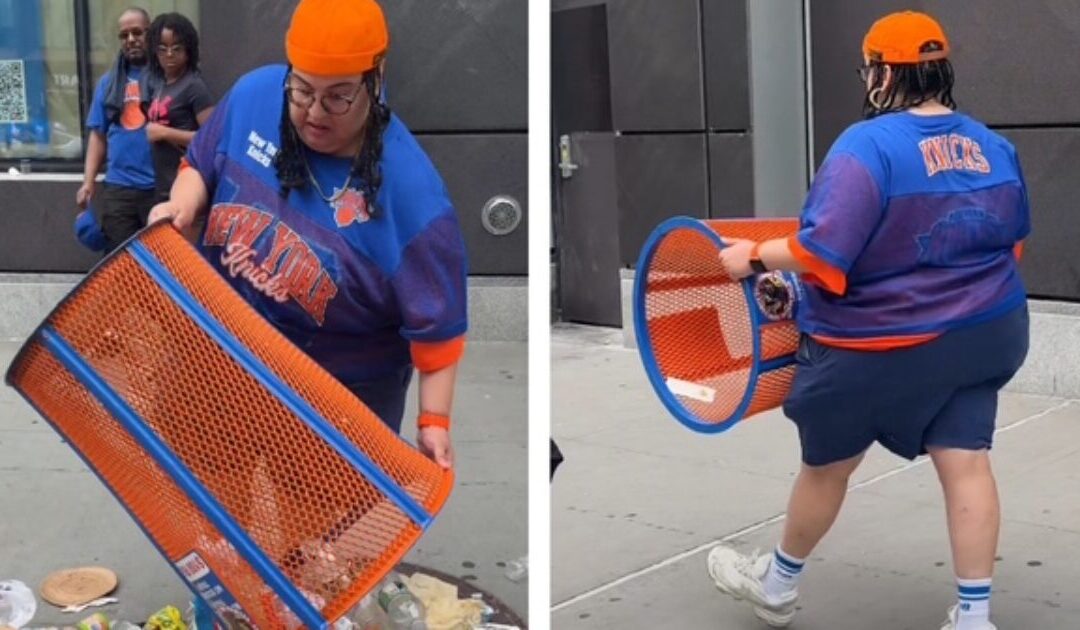 JPMorgan DEI Executive FIRED After Dumping Garbage on Street, Stealing Knicks Trashcan in Viral Video