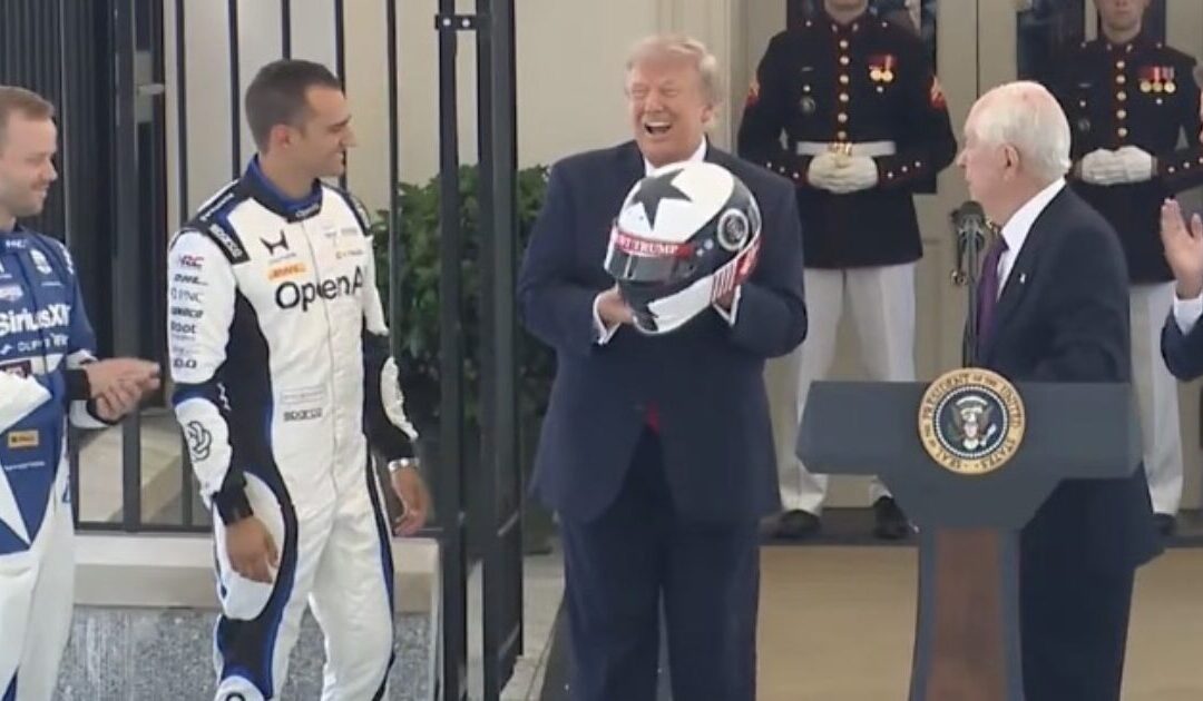 WATCH: IndyCar Racers Gift Trump With Custom Race Helmet – Trump Says IndyCar Race to Be “Awesome Display of American Patriotism, Raw Horsepower and Ingenuity”