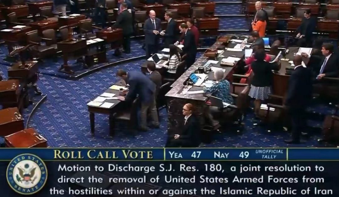 JUST IN: Senate Blocks Iran War Powers Resolution to Restrain Trump After These Four House Republicans Vote with Dems to Advance Measure
