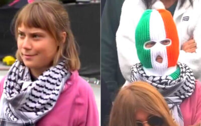 WATCH: Weird Greta Thunberg Wearing Keffiyeh and Balaclava, Trying To Escape Fans’ Attention at Pro-Palestine Festival