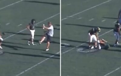 SHOCK: Raging High School Football Coach Boots Ball DIRECTLY into Player’s Privates During Practice (VIDEO)