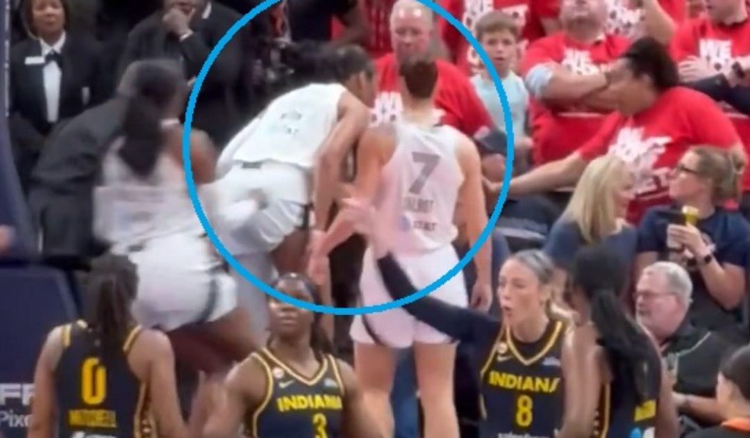 WNBA Clown Show: Aja Wilson Trucks Over Sophie Cunningham then Goes at Fan for Pointing at Her – Then Former Player Goes at Same Fan for Pointing!  (VIDEO)