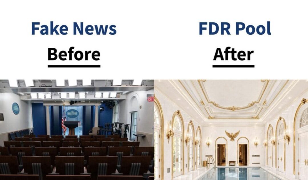 Trump Floats Replacing White House Briefing Room With Original FDR Pool?