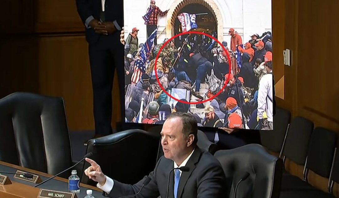 Oops! Adam Schiff Accidentally Shows Image of Murder of Trump Supporter Roseanne Boyland by Cops on Steps of US Capitol During Jack Smith Hearing