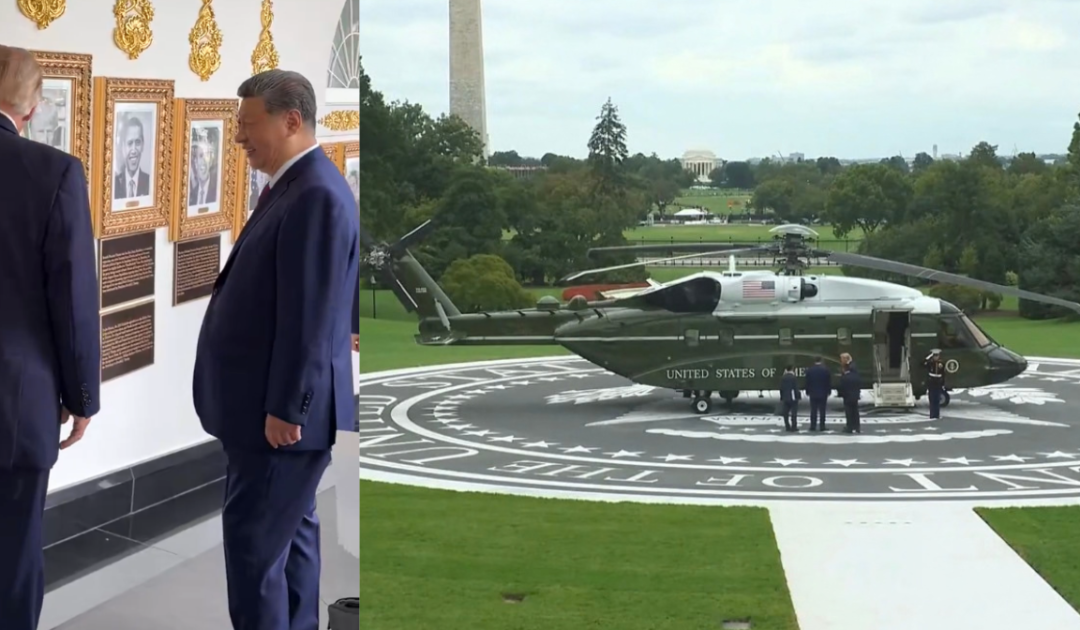WATCH: Trump Shows off Biden Autopen Portrait and White House Helipad to Xi Jinping