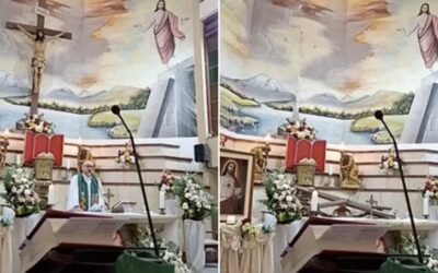 Giant Wooden Crucifix Fatally Crushes Priest During a Livestreamed Mass as He Preaches About Death (VIDEO – Warning on Content)