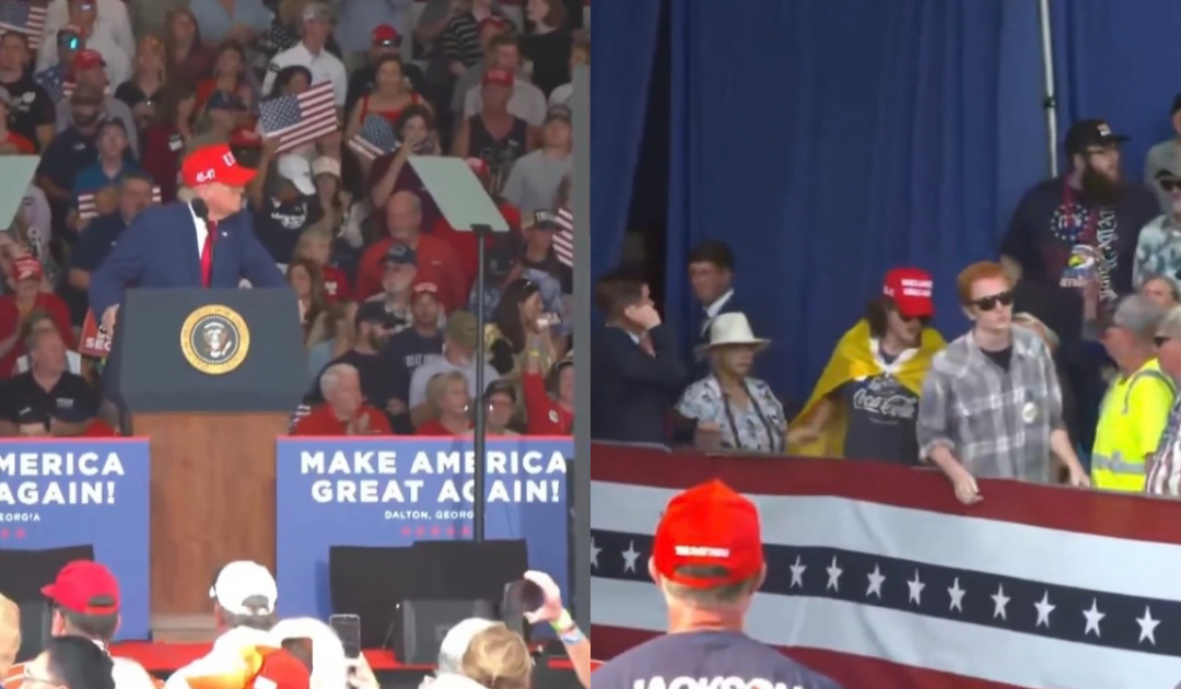 WATCH: Trump Supporters Boot Leftist Out of Rally as Crowd Erupts Chanting USA – Trump Roasts Protesters