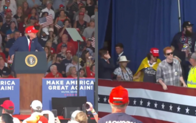 WATCH: Trump Supporters Boot Leftist Out of Rally as Crowd Erupts Chanting USA – Trump Roasts Protesters