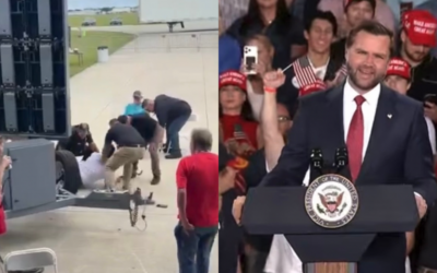 WATCH: Florida Police Throw Leftist Heckler to the Ground During Vance Speech – Vance Trolls “Democrat Plant” as Crowd Chants USA